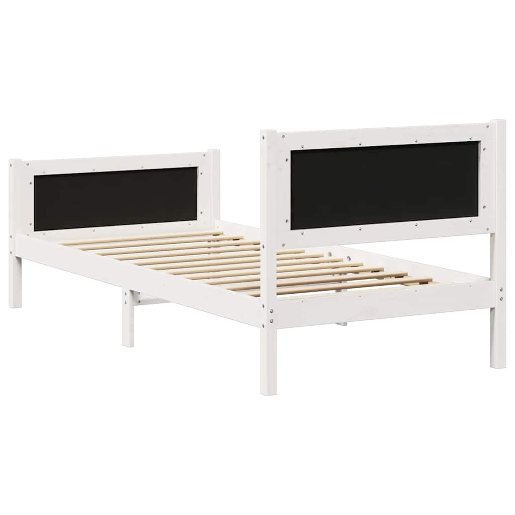 Bed frame White and light grey 90 x 200 cm Solid pine wood